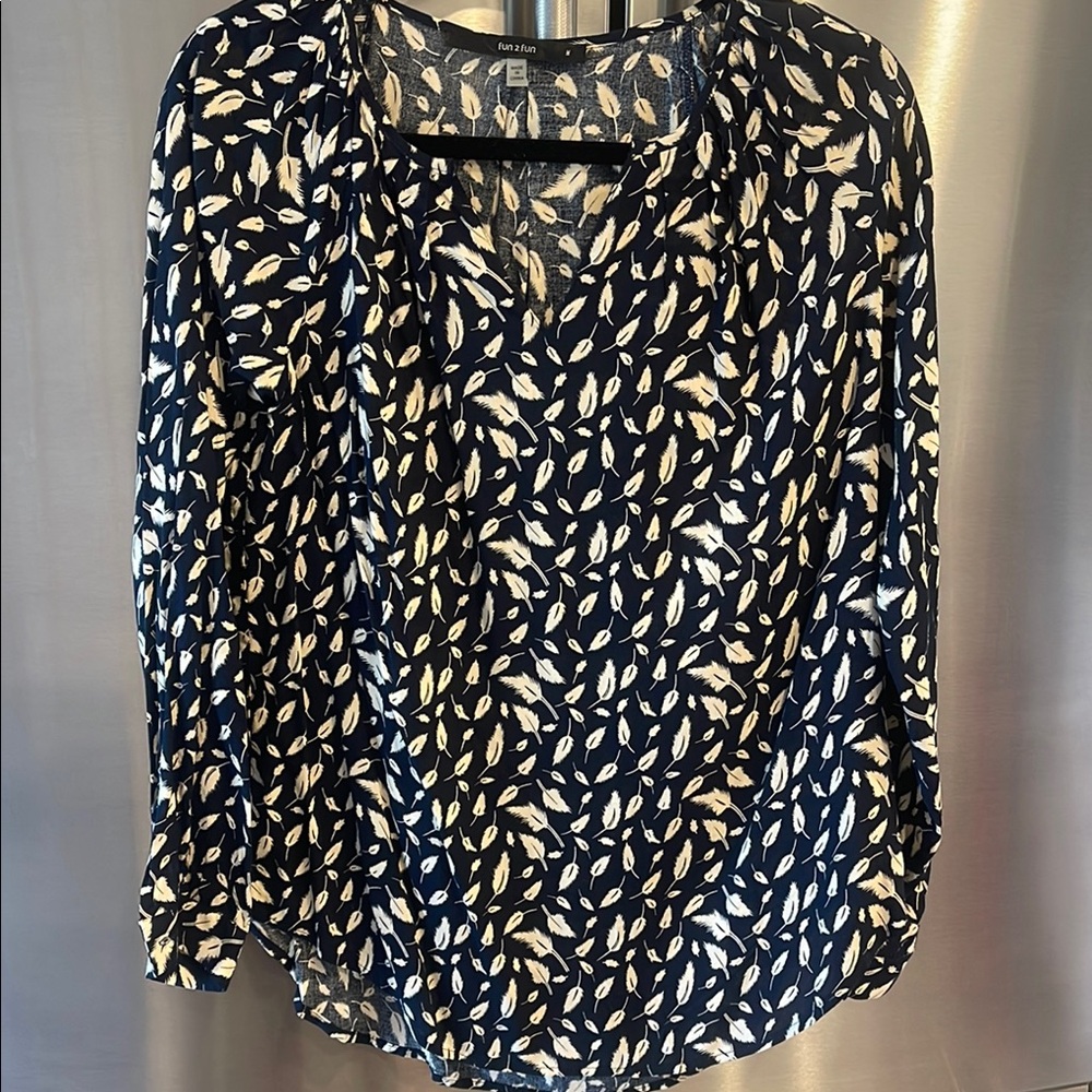 Fun 2 Fun Navy and White Relaxed Blouse